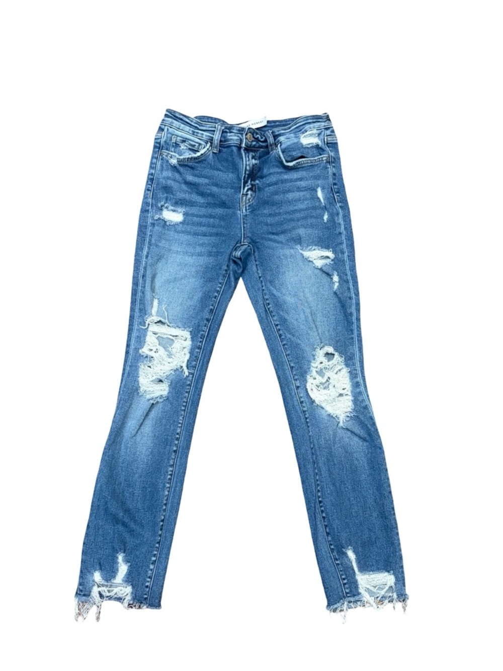 Flying Monkey Distressed Skinny Jeans in Blue